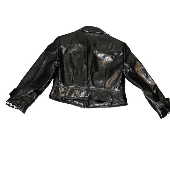 CARLISLE Black Cropped 3/4 Sleeve Biker Moto Jacket Size 4 - Picture 9 of 13